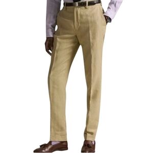 Polo Ralph Lauren Men Pants Size 40 x 32 Coastal Beige Linen Suit Trouser New
